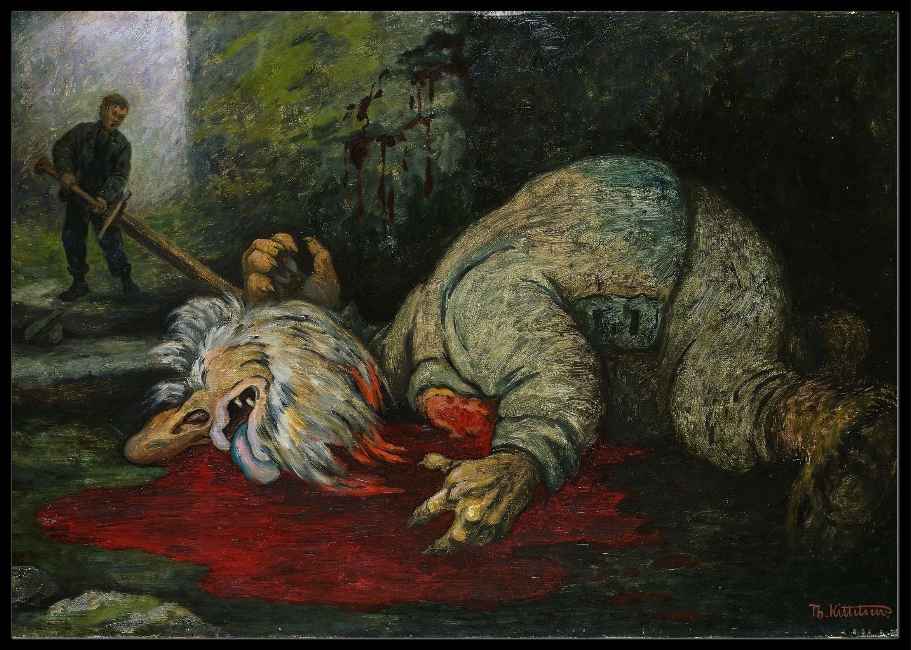 Askeladden hogger hodet av trollet, Theodor Kittelsen - Plakatbar.no