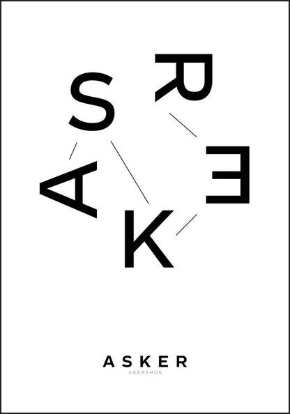 Asker i Akershus Fylke - Eksklusiv og tidløs plakat - Plakatbar.no