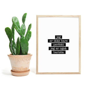 Barista - Jeg er ikke bare perfekt Plakat - Plakatbar.no