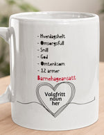 Barnehageansatt - Kopp med eget navn - Plakatbar.no