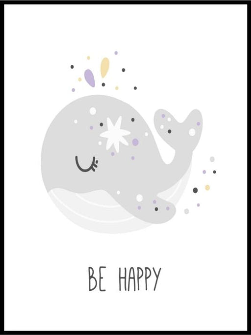Be happy- hval - Plakatbar.no