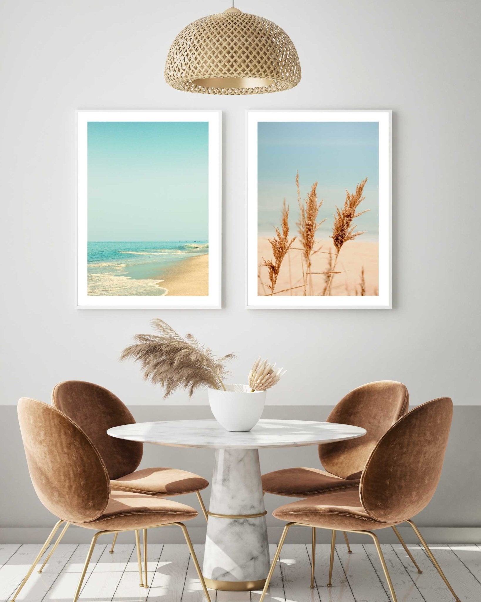 Beach dry grass in pastel colors - Poster - Plakatbar.no