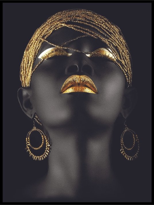 Smuk afrikansk kvinde guld plakat