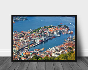 Bergen By sett fra Fløyen- Plakat - Plakatbar.no