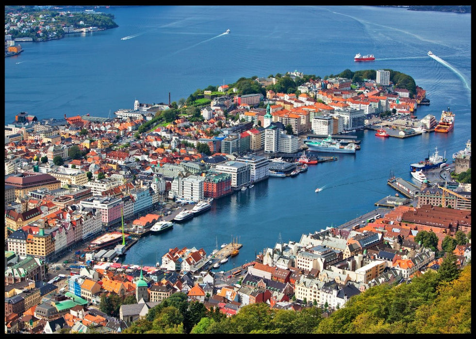 Bergen By sett fra Fløyen- Plakat - Plakatbar.no