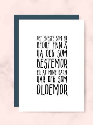 Bestemor/Oldemor kort - Plakatbar.no