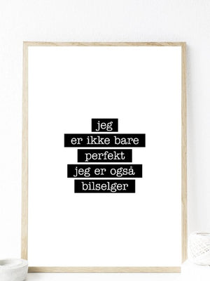Bilselger - Jeg er ikke bare perfekt Plakat - Plakatbar.no