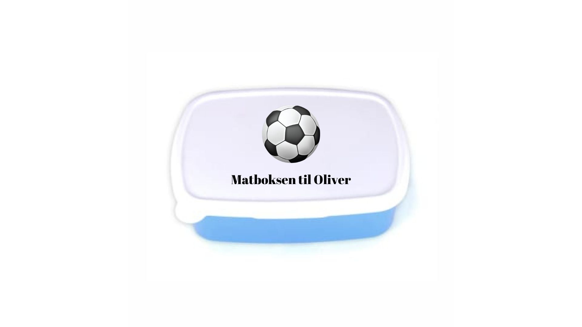 Blå matboks med eget navn - velg ditt fotballmotiv - Plakatbar.no