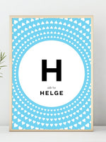 Blå Navneplakat - Plakatbar.no