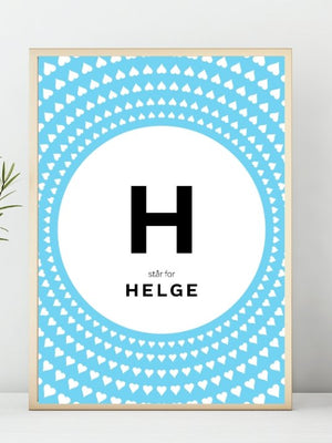 Blå Navneplakat - Plakatbar.no
