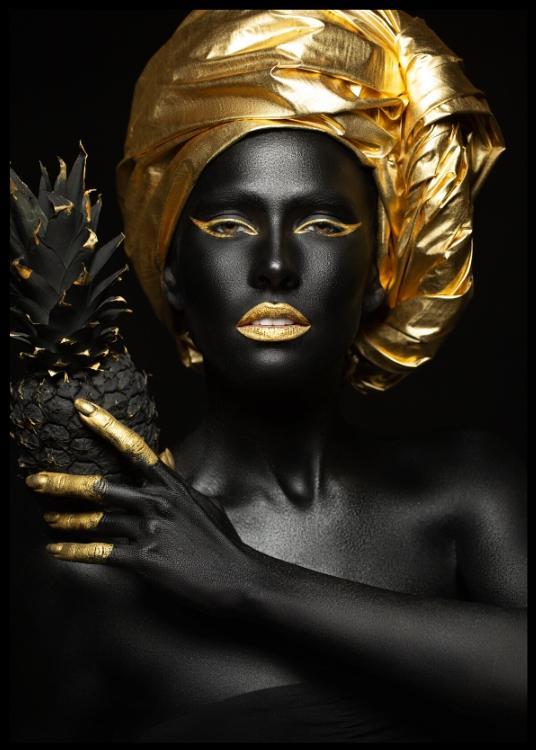 Black gold pineapple poster