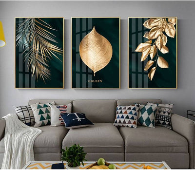Black Gold - Golden plants sett - 3 motiver - Plakatbar.no