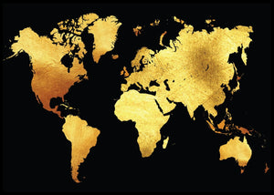 Black & Gold Verdenskart - Plakatbar.no