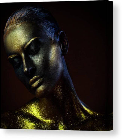 Black Gold Woman - kvadratisk lerret - Plakatbar.no