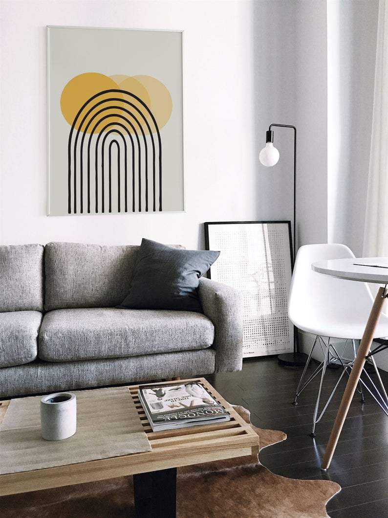 Black Rainbow & Sun - Minimalistisk plakat - Plakatbar.no