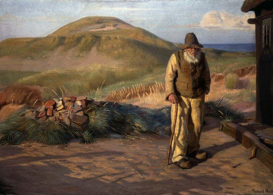 Blind Kristian outside his house - Michael Ancher - poster or canvas
