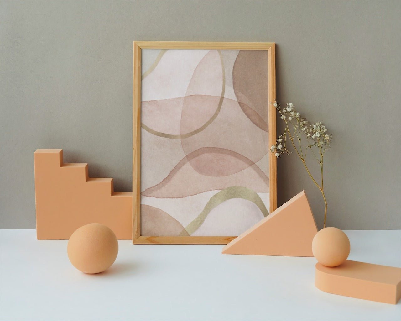 Blush og Brown Abstrakt - Plakatbar.no