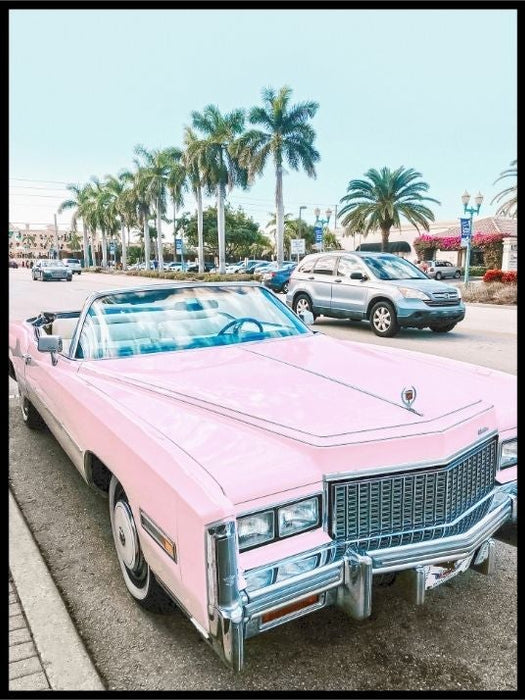 Blush pink vintage Cadillac - Poster - Plakatbar.no