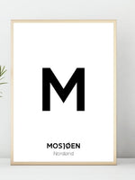 Bokstavplakat - Valgfri Sted eller By - Plakatbar.no