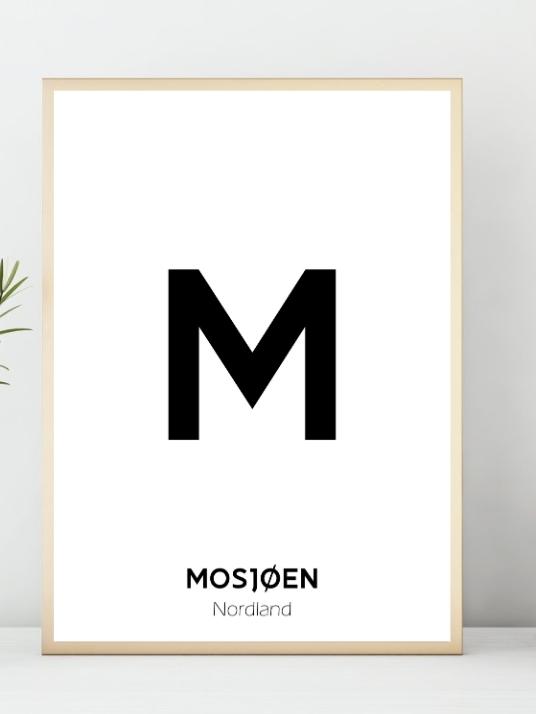 Bokstavplakat - Valgfri Sted eller By - Plakatbar.no