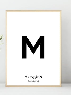 Bokstavplakat - Valgfri Sted eller By - Plakatbar.no