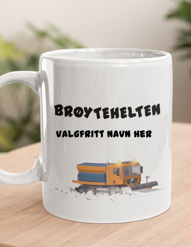 Brøytehelten - Krus med eget navn - Plakatbar.no