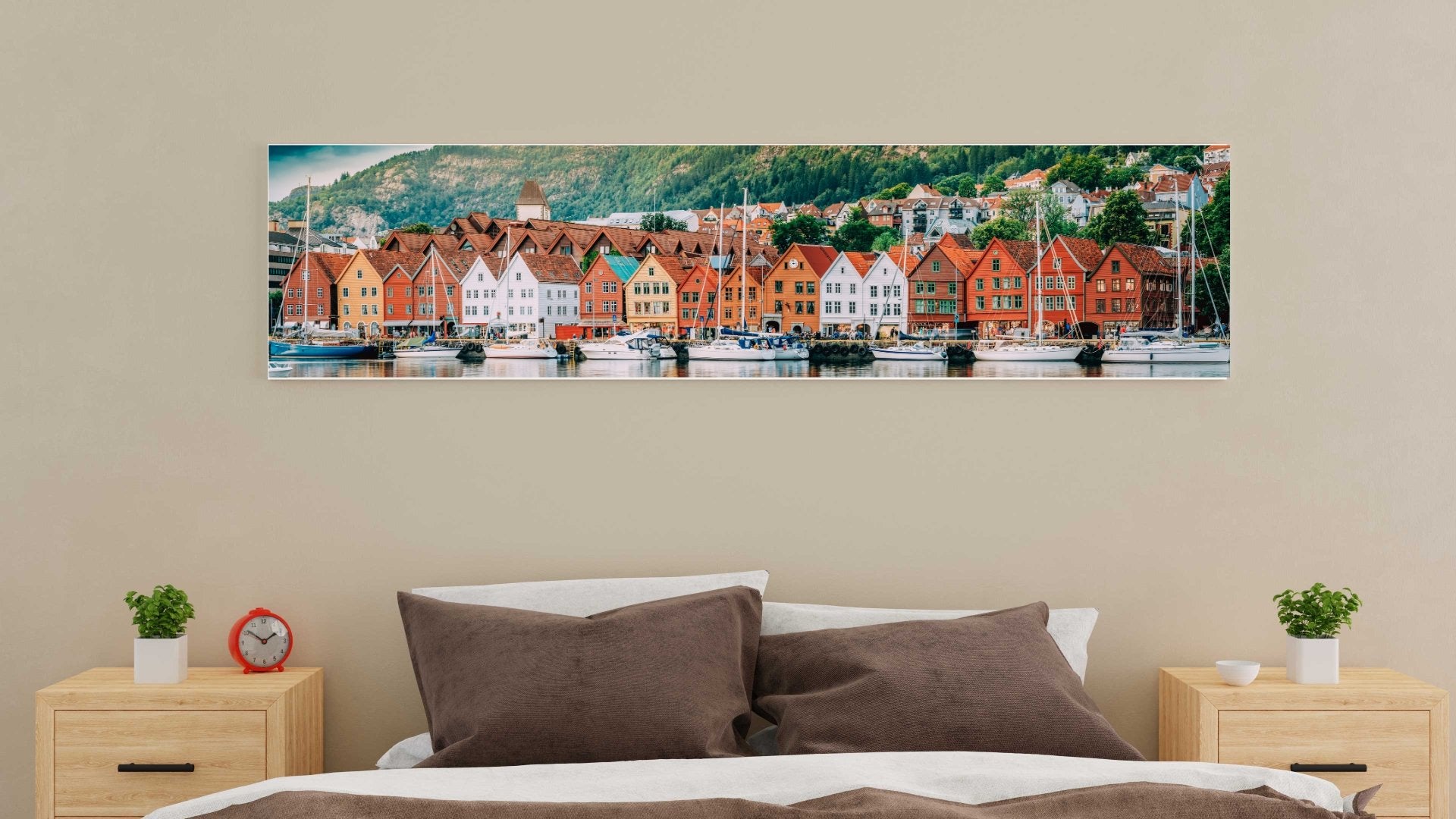 Bryggen i Bergen - panorama lerret - Plakatbar.no