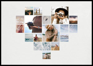 Collageplakat formet som et hjerte -18 bilder