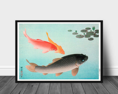 Common and Golden Carp, Ohara Koson- Plakat - Plakatbar.no