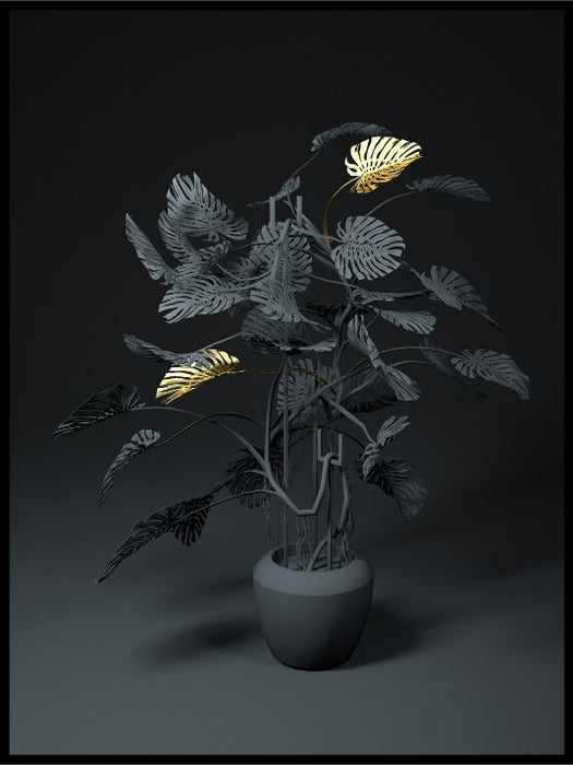 Cool black and gold potted plant - Poster - Plakatbar.no