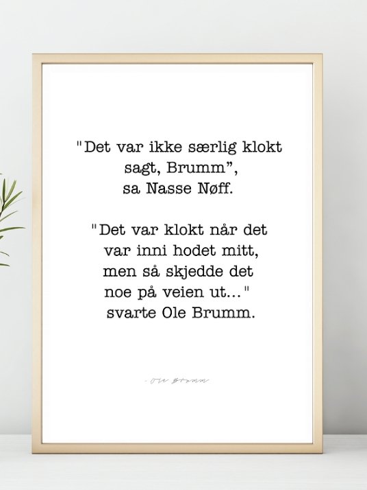 Det var ikke særlig klokt sagt. Sitat Plakat fra Ole Brumm - Plakatbar.no