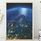 Detailed Earth. Europe. Scandinavia on a moonlit night - Plakatbar.no