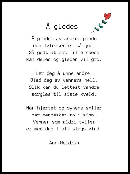 Dikt om å gledes - Plakatbar.no