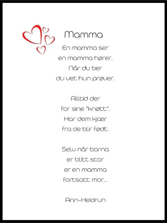 Dikt til mamma - Plakatbar.no
