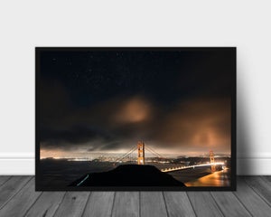 Dramatisk nattehimmel over Golden Gate Bridge poster - Plakatbar.no