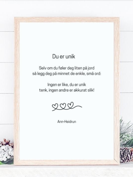 Du er unik - Plakatbar.no