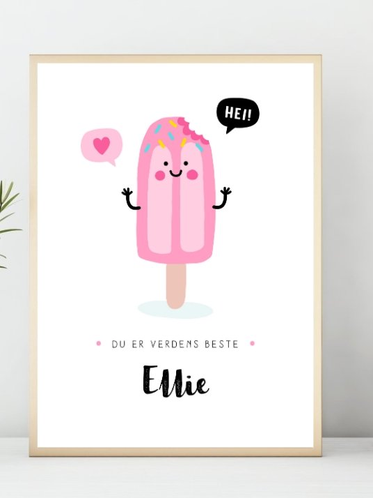 Du er Verdens Beste - Navneplakat som gjør deg glad - Plakatbar.no