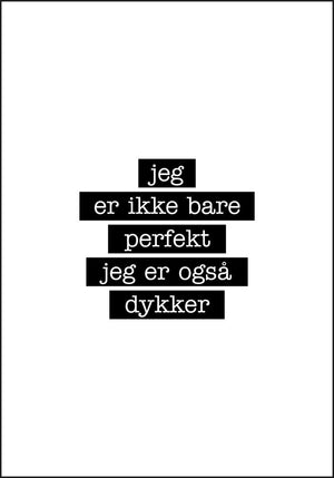 Dykker - Jeg er ikke bare perfekt Plakat - Plakatbar.no