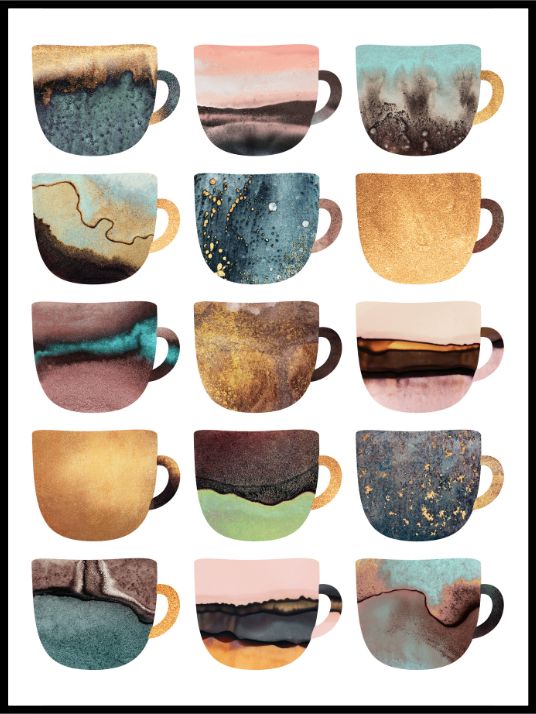Earthy coffee cups - Plakat - Plakatbar.no