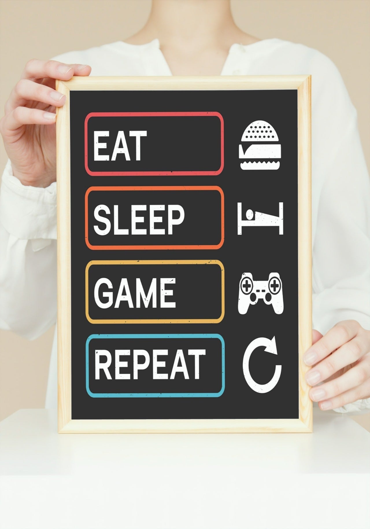 Eat-sleep-game-repeat - Plakatbar.no