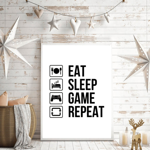 Eat Sleep Game Repeat poster - Plakatbar.no