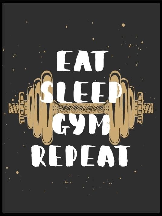 Eat - sleep - gym - repeat - Gymplakat - Plakatbar.no