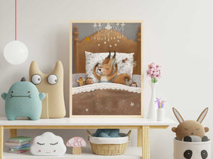 Ekornet sover - Søt barneplakat - Plakatbar.no