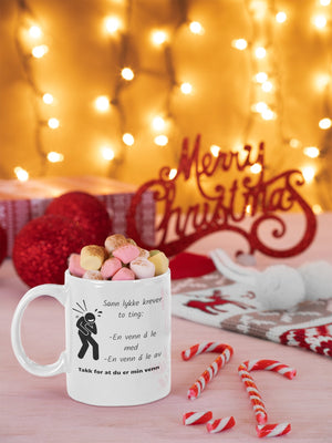 Ekte lykke - Kopp til en venn med eget navn - Plakatbar.no