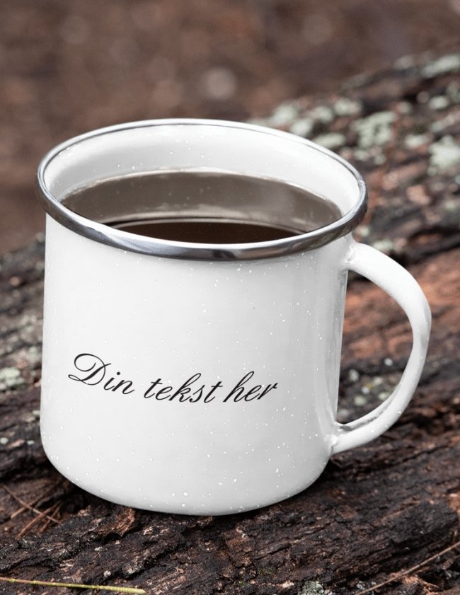 Enamel cup with silver rim - with your own text