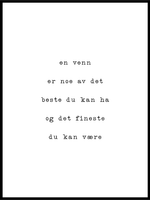 En venn - En flott gave. - Plakat - Plakatbar.no