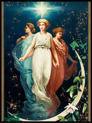 Engler og stjernen- Gammeldags juleplakat - Plakatbar.no