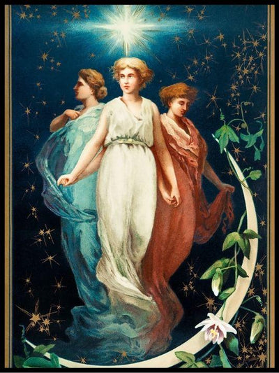 Engler og stjernen- Gammeldags juleplakat - Plakatbar.no