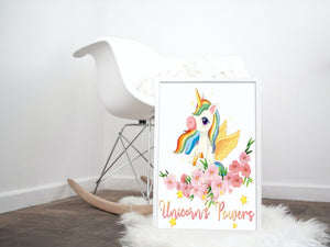 Enhjørning- hvit bakgrunn - Plakatbar.no