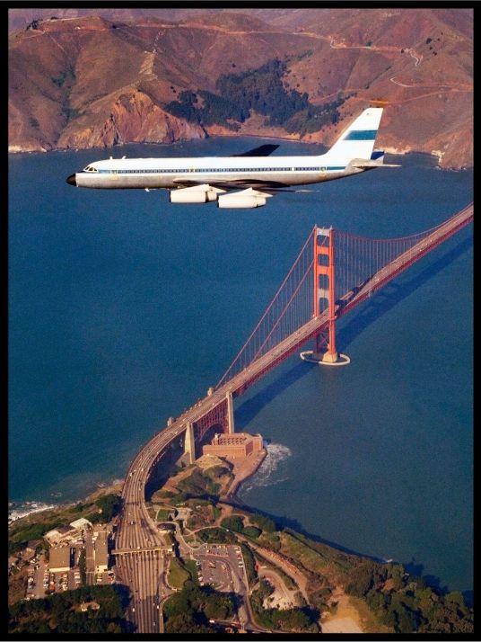 Et Galileo II fly over Golden Gate Bridge poster